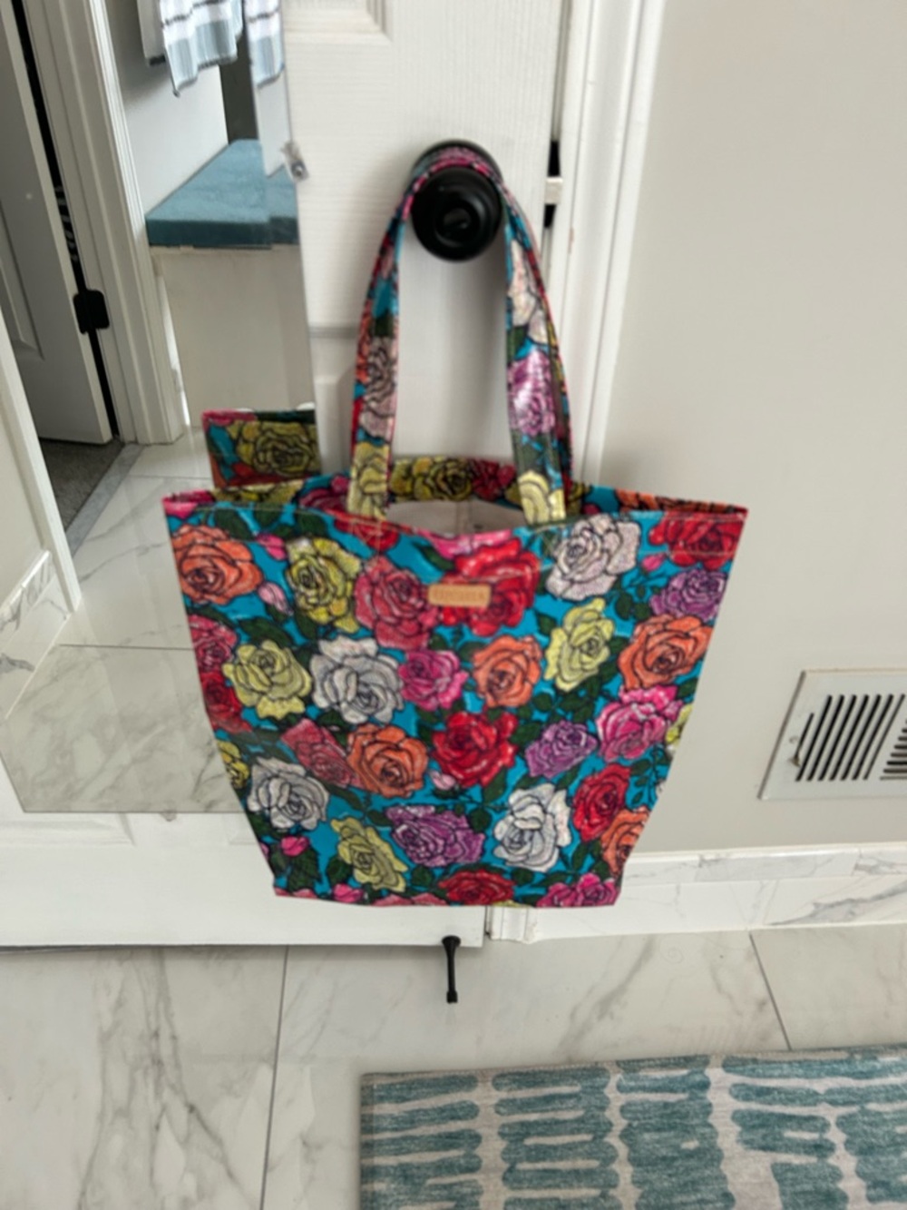 Consuela Colorful Floral Tote Bag - Multicolor Roses